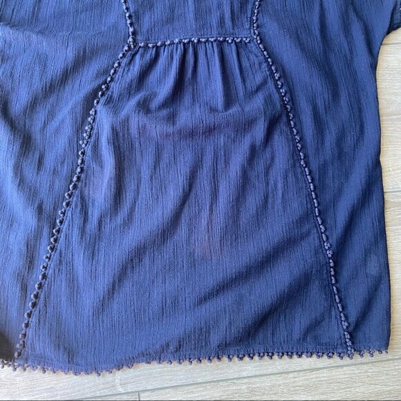 J. Crew Pom Pom Navy Beach Cover Up Tunic Top - Picture 7 of 14